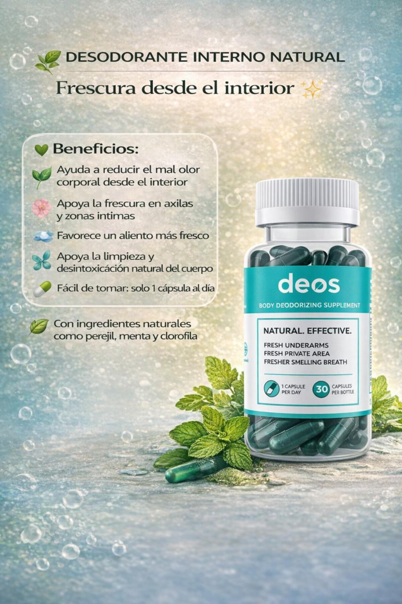 DEOS Body Deodorizing Supplement – Frescura Desde el Interior