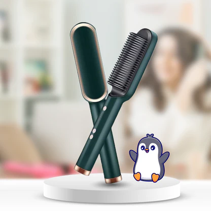 Cepillo Alisador Eléctrico Profesional 2 en 1 – Tecnología Anti-Frizz y Brillo Intenso