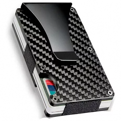 Billetera Minimalista Premium de Fibra de Carbono con Clip Metálico